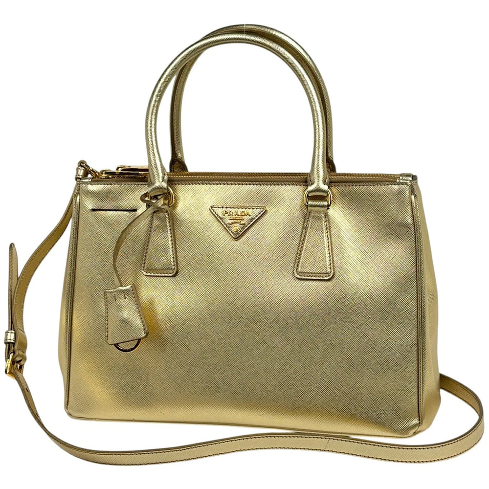 Prada Galleria Handbag Saffiano Leather Gold